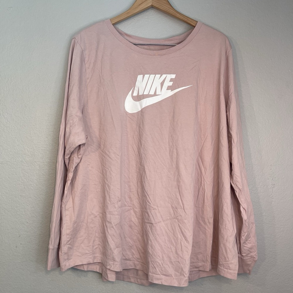 Nike The Nike Tee Womens Plus Size 3X Essential Long Sleeve Cotton Logo TShirt